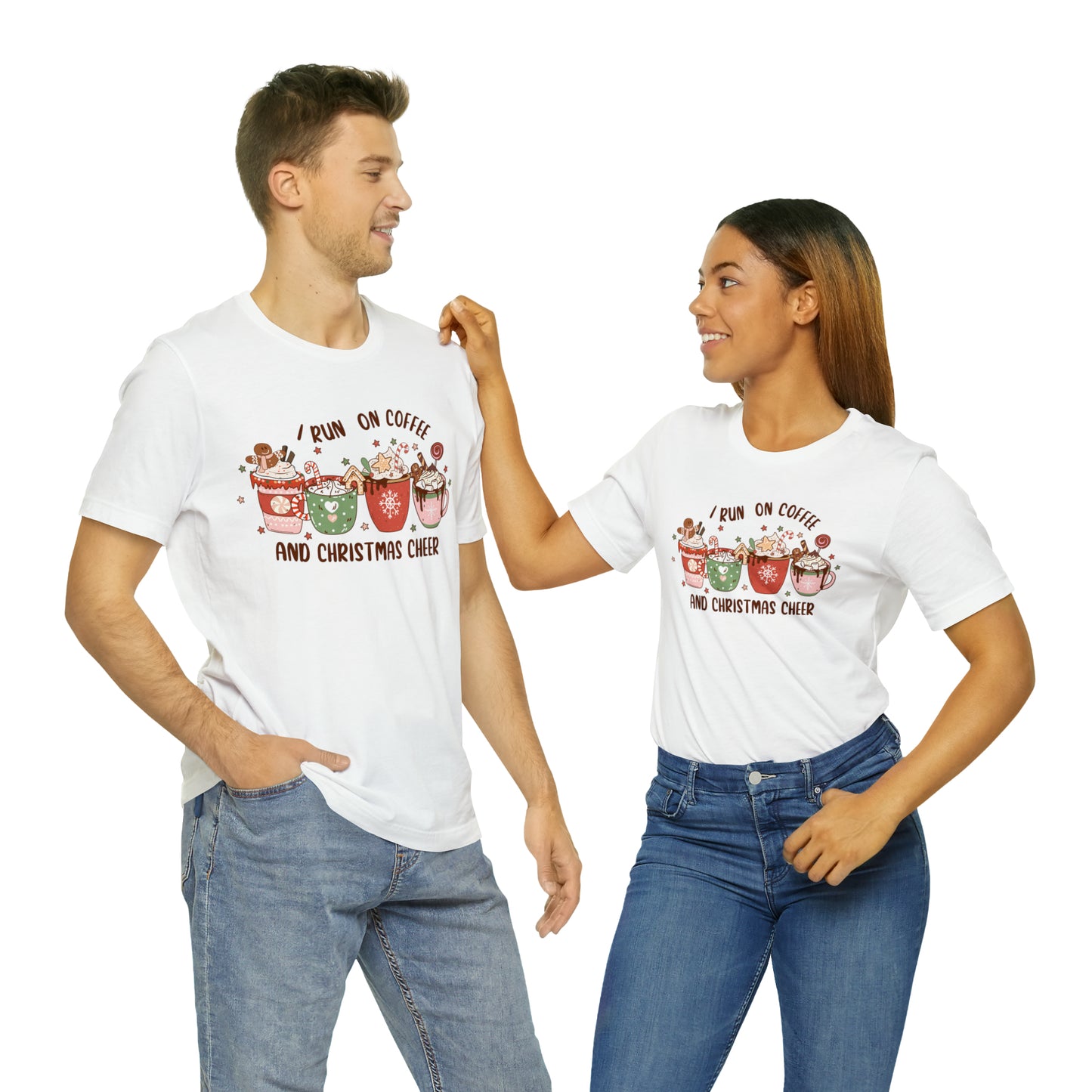 I Run On Coffee & Christmas Cheer Unisex Short Sleeve Tee