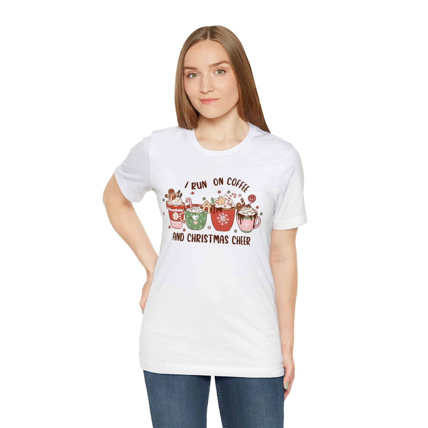 I Run On Coffee & Christmas Cheer Unisex Short Sleeve Tee