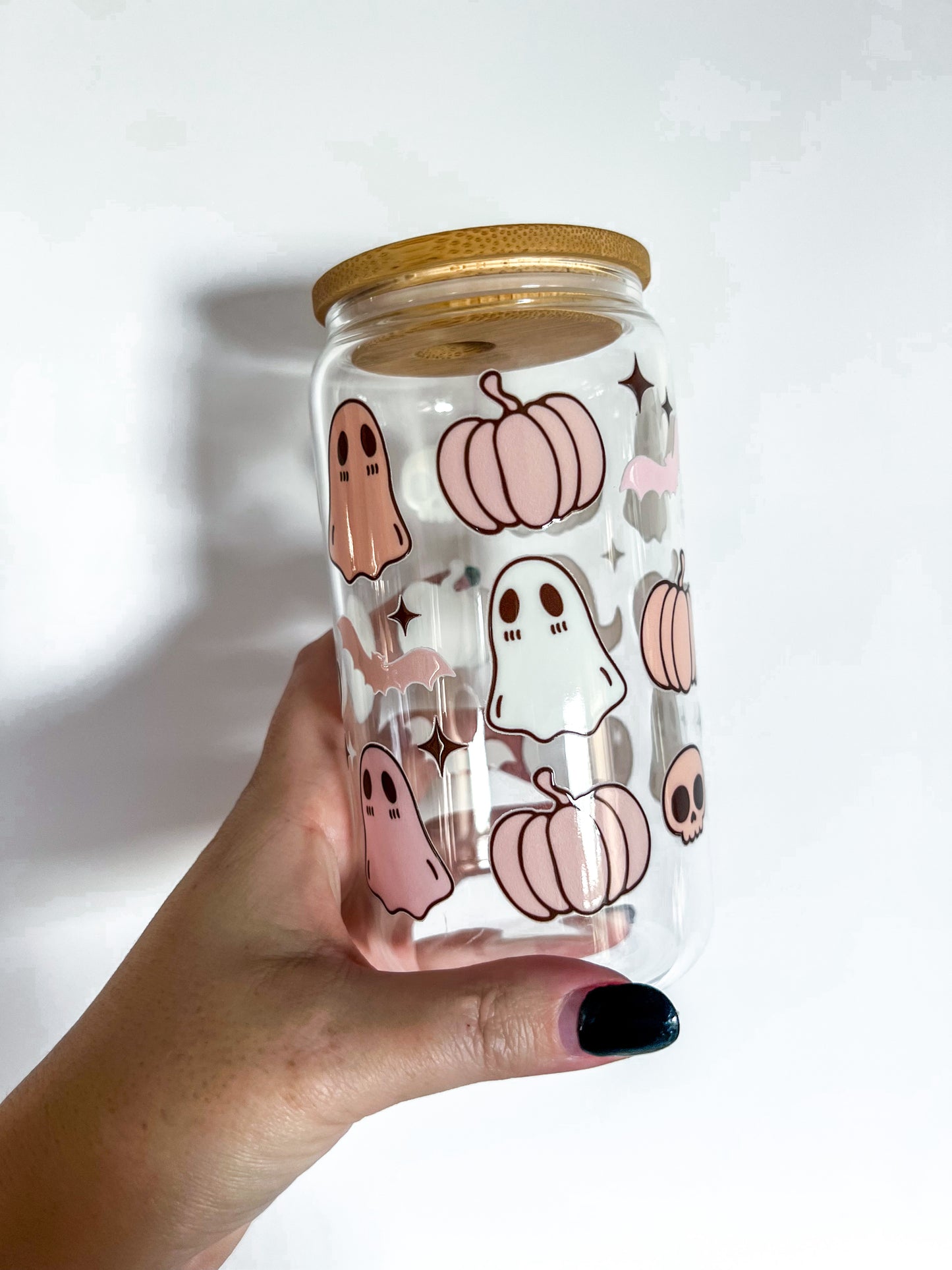 Pastel Spooky 16 oz Glass Can