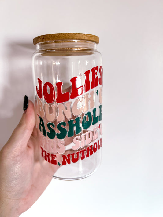 Jolliest Buch of Assholes 16 oz Glass Can