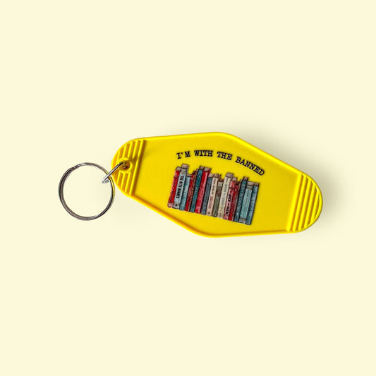 Banned Books Motel Keychain